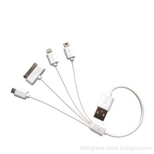 Hot Selling 4-in-1 USB Data Cable with 8 or 30-pin, for iPhone and micro 5-pin for Samsung